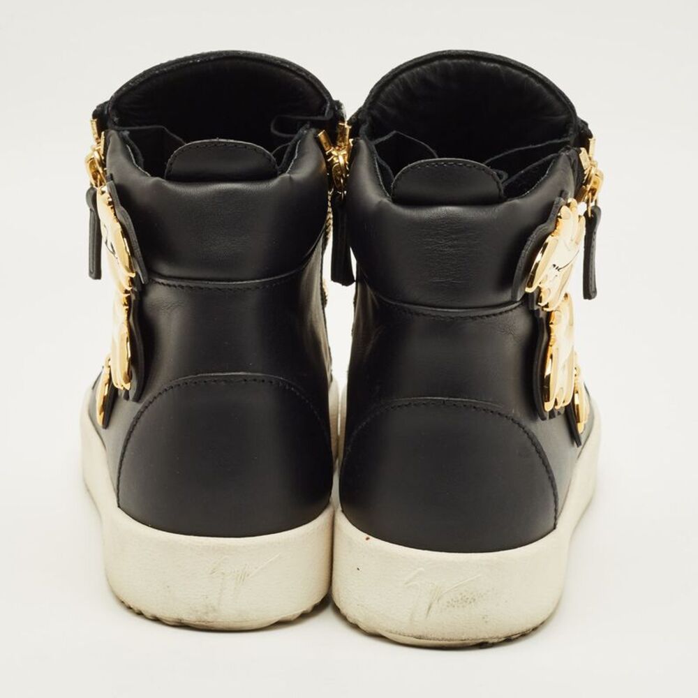 Giuseppe Zanotti Size 43.5 Black Leather Wings Double Side Zip High Top Sneakers - Picture 5 of 7